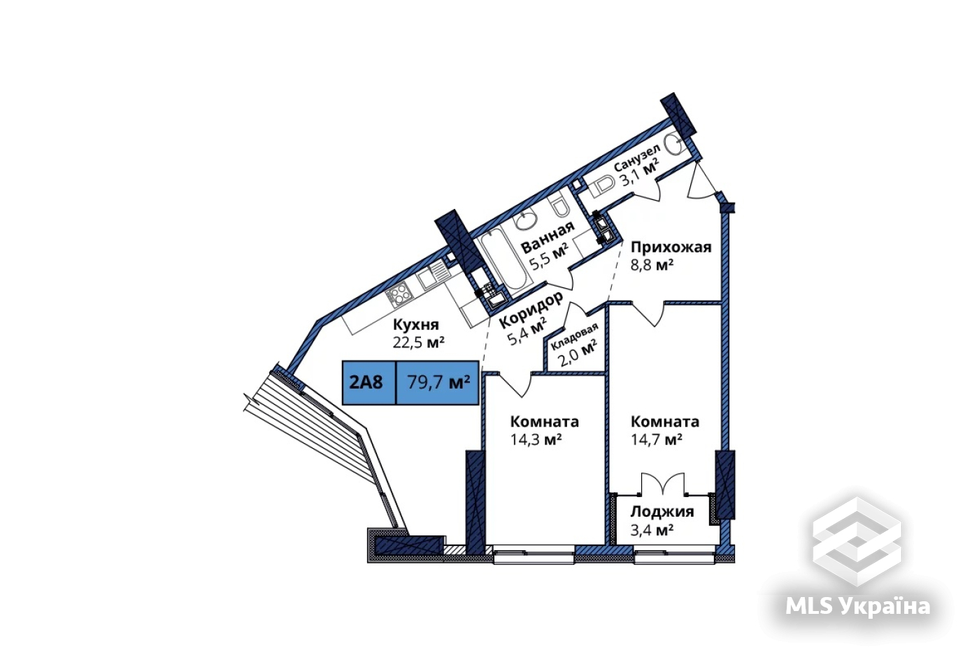 1-кімнатна квартира за адресою Берестейський проспект (площа 78 м²) - Atlanta.ua - фото 2