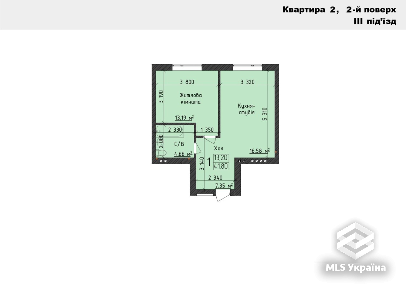 1-комнатная квартира по адресу (площадь 41 м²) - Atlanta.ua - фото 4