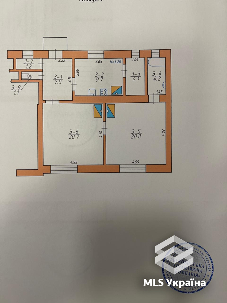 Квартири - м. Чернівці, Центр - 2 кімн., 69.5 м²